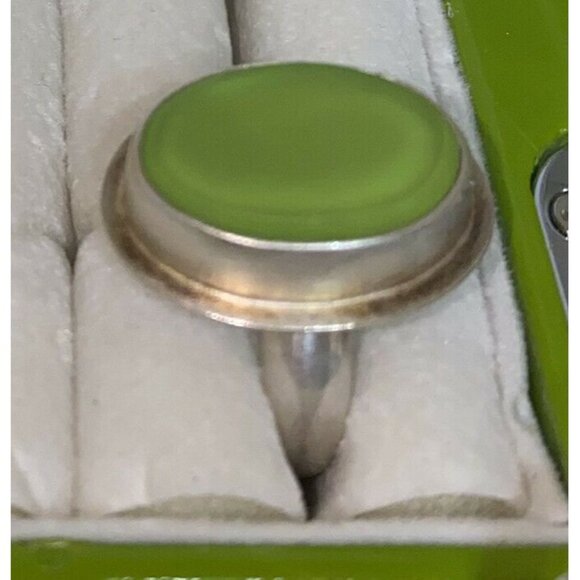 Large Oval Green Sea Glass Silver Ring By Amy Faust - Picture 2 of 4
